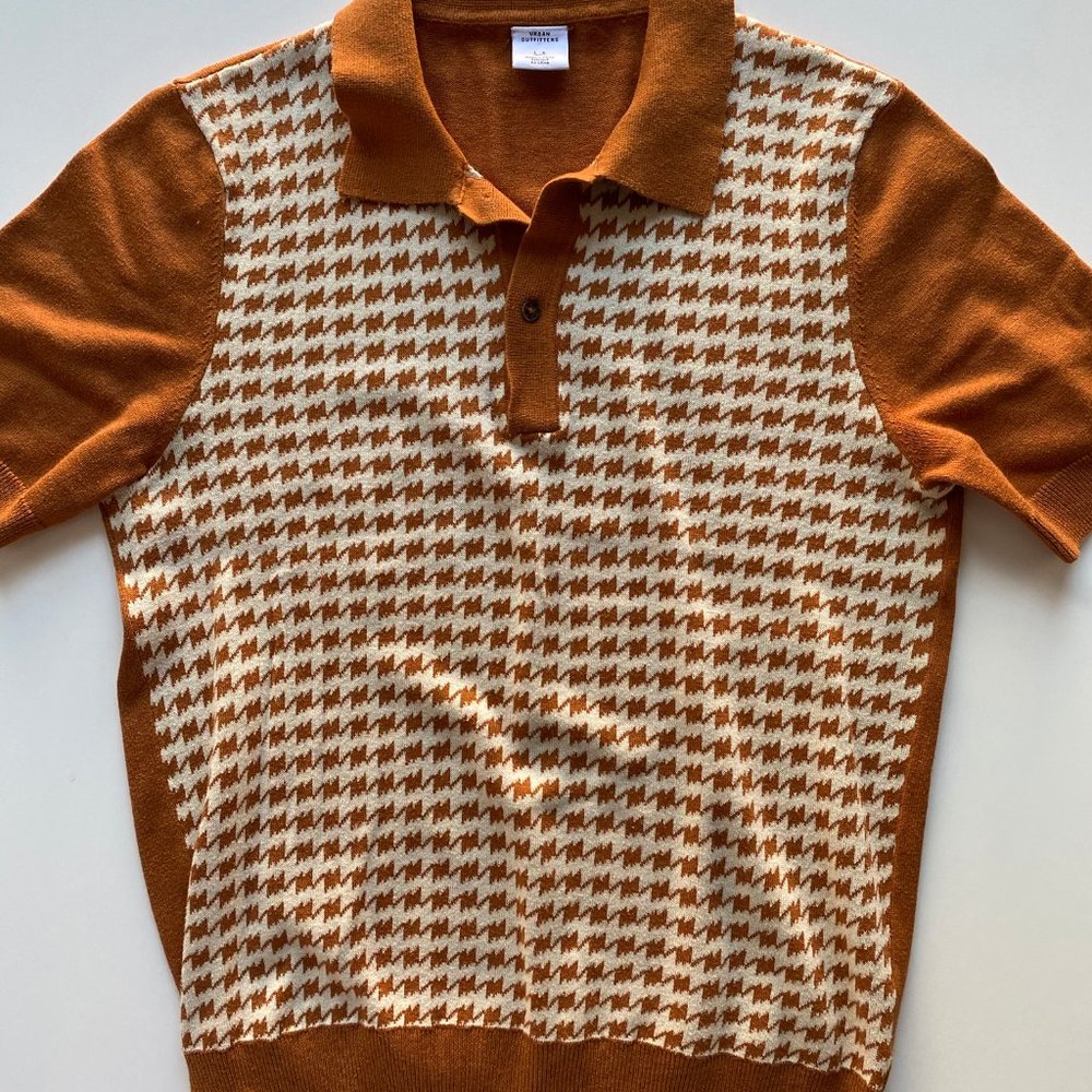 Men's Urban Outfitters Orange Houndstooth Shirt